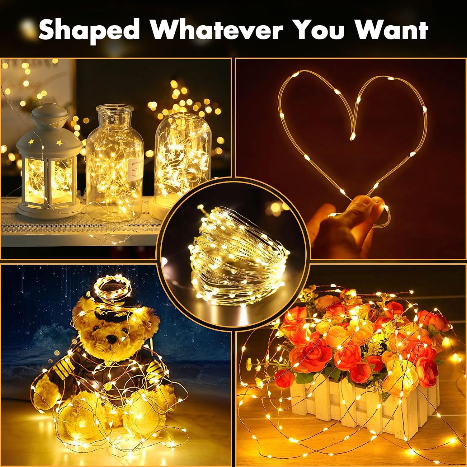 Skiennix 33ft 100 LED Fairy Lights - Warm White Waterproof Copper Wire String Lights for Indoor/Outdoor Decor