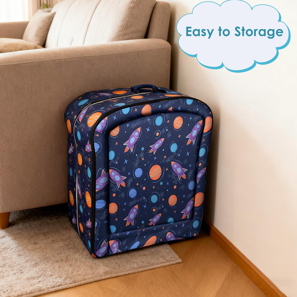TDKDHoming Portable Toddler Travel Bed Foldable Toddler Bed with Washable Cover Toddler Floor Beds for Home,Travel & Camping, Soft Foam Kids Cots for Sleeping, for Kids Aged 18M+, No Assembly, Blue