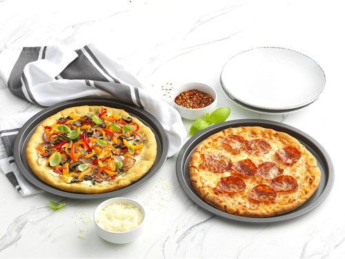 GoodCook Everyday 10-Inch Nonstick Personal Pizza Pans - Scratch-Resistant Steel, Set of 2, Gray