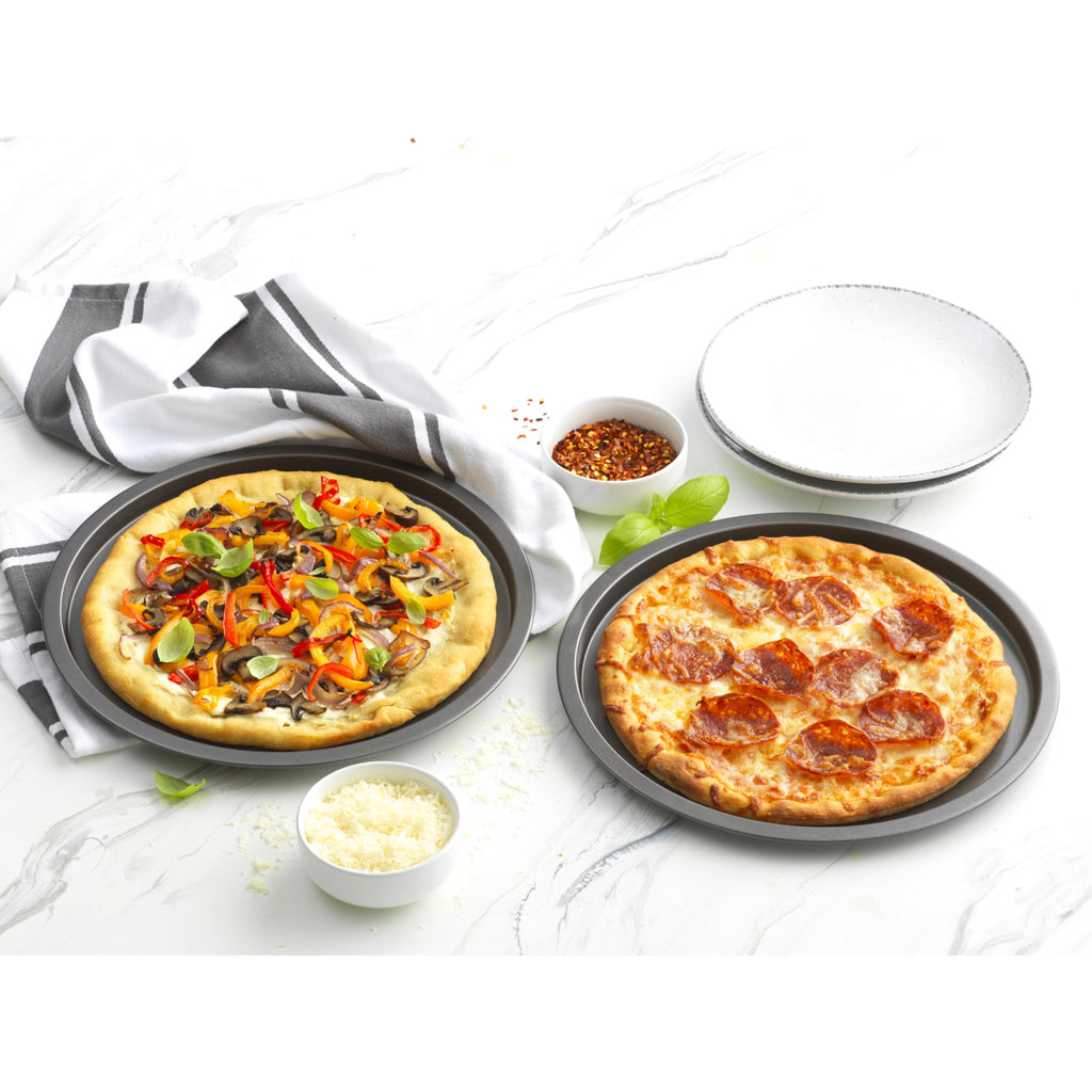 GoodCook Everyday Personal Pizza Pans 10-Inch Nonstick Scratch-Resistant Steel, Set of 2, Gray
