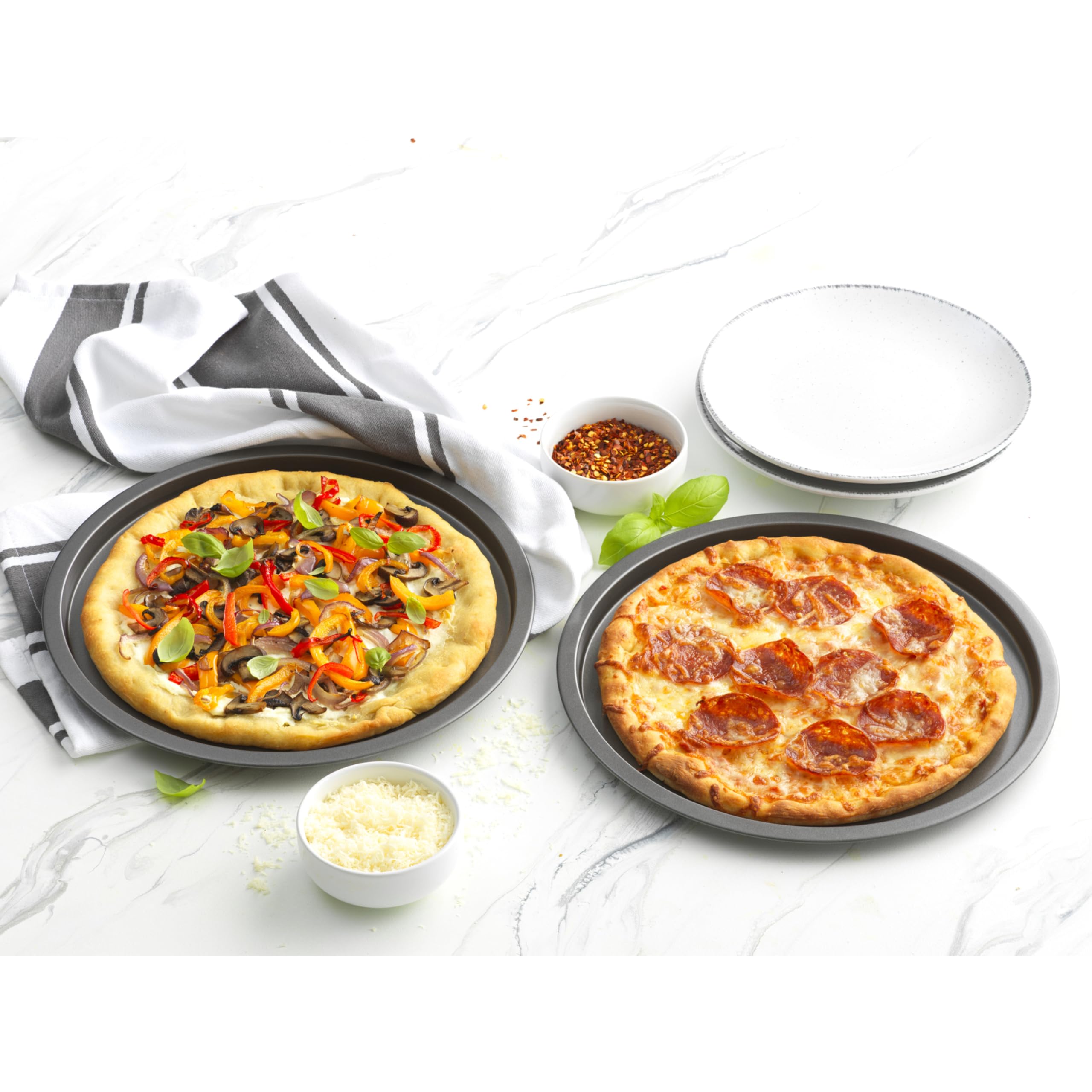 GoodCook Everyday Personal Pizza Pans 10-Inch Nonstick Scratch-Resistant Steel, Set of 2, Gray