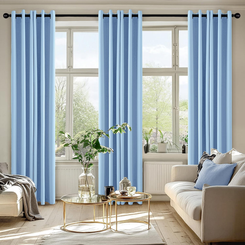 MIULEE Sky Blue Blackout Curtains - Thermal Insulated Room Darkening Drapes | 72 Inches Long, 2 Panels