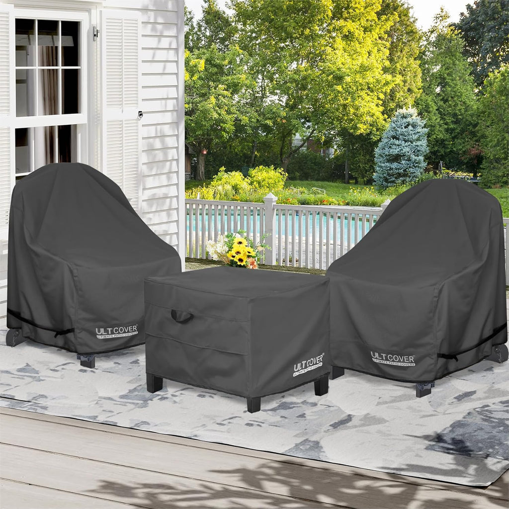 ULTCOVER Waterproof Patio Ottoman Cover - Durable Outdoor Furniture Protection | 24L x 24W x 18H Inch, Black