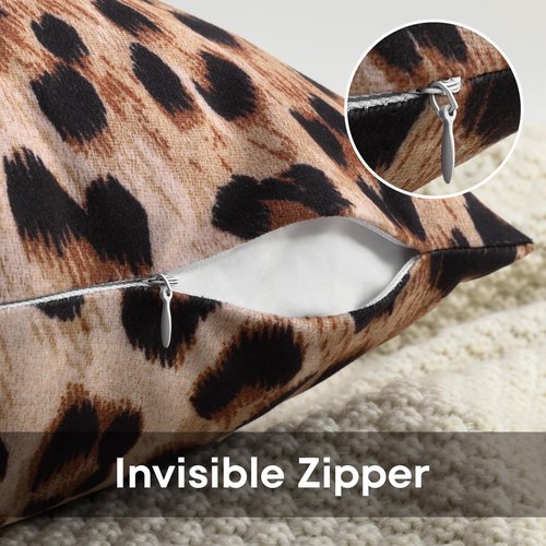 Alricc Cheetah Pillow Covers 18x18 Set of 2 Brown Leopard Throw Pillow Covers Soft Decorative Couch Pillow Covers for Home Living Room Bedroom
