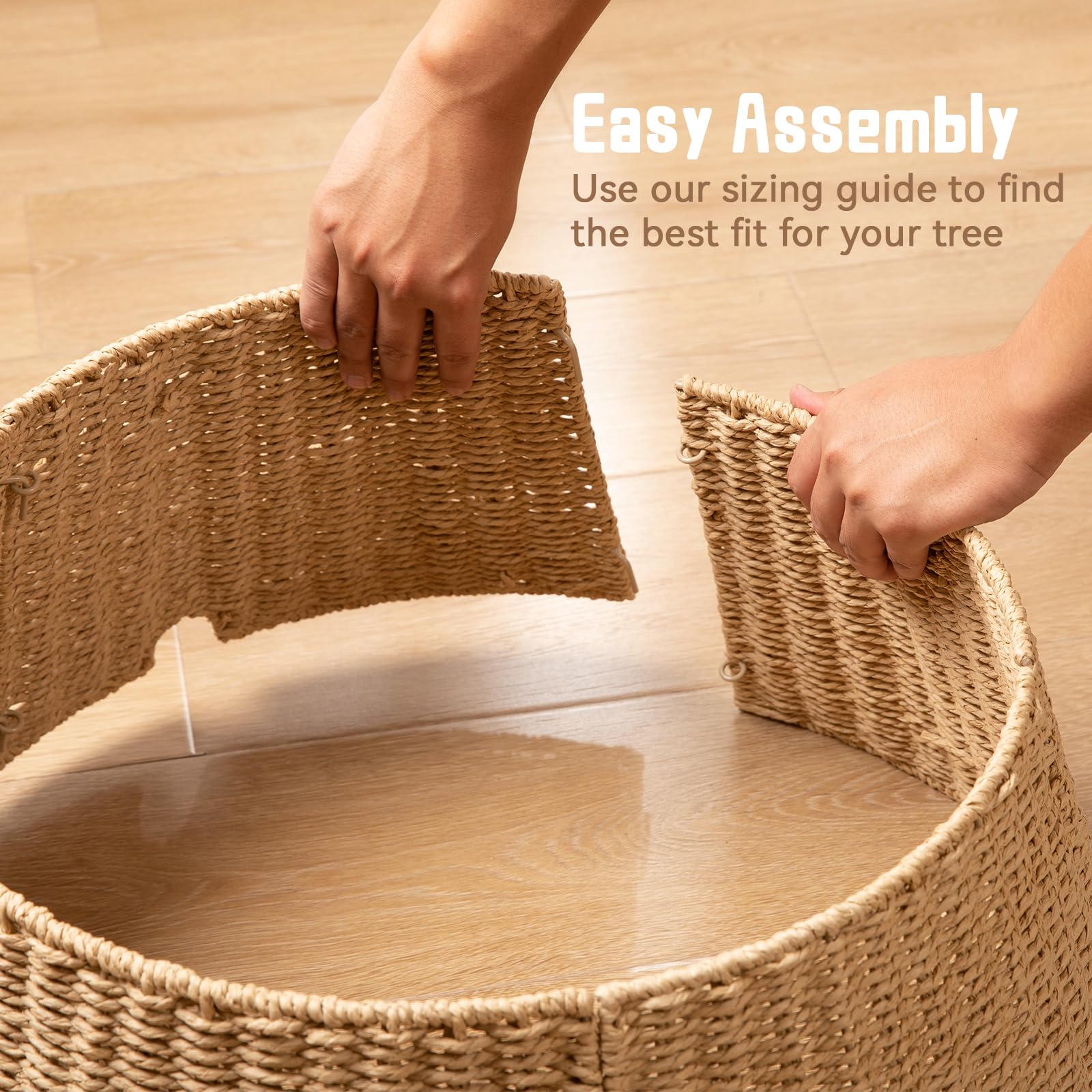 OIAHOMY Christmas Tree Collar, Wicker Holiday Tree Skirt & Stand Base Cover,Paper Rope Christmas Decor, Natural-24 inch