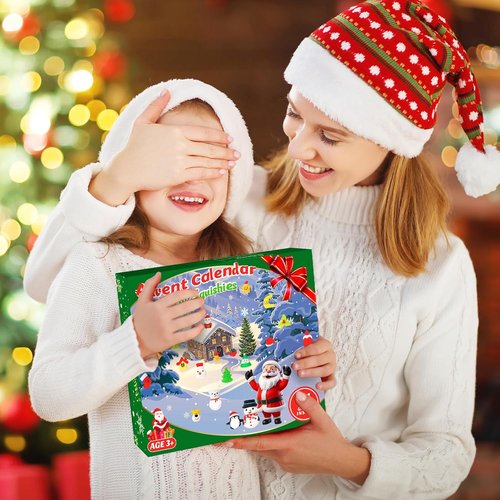 Christmas Advent Calendar 2025 - 24 Cute Mochi Squishies for Kids | Perfect Stocking Stuffer Gifts