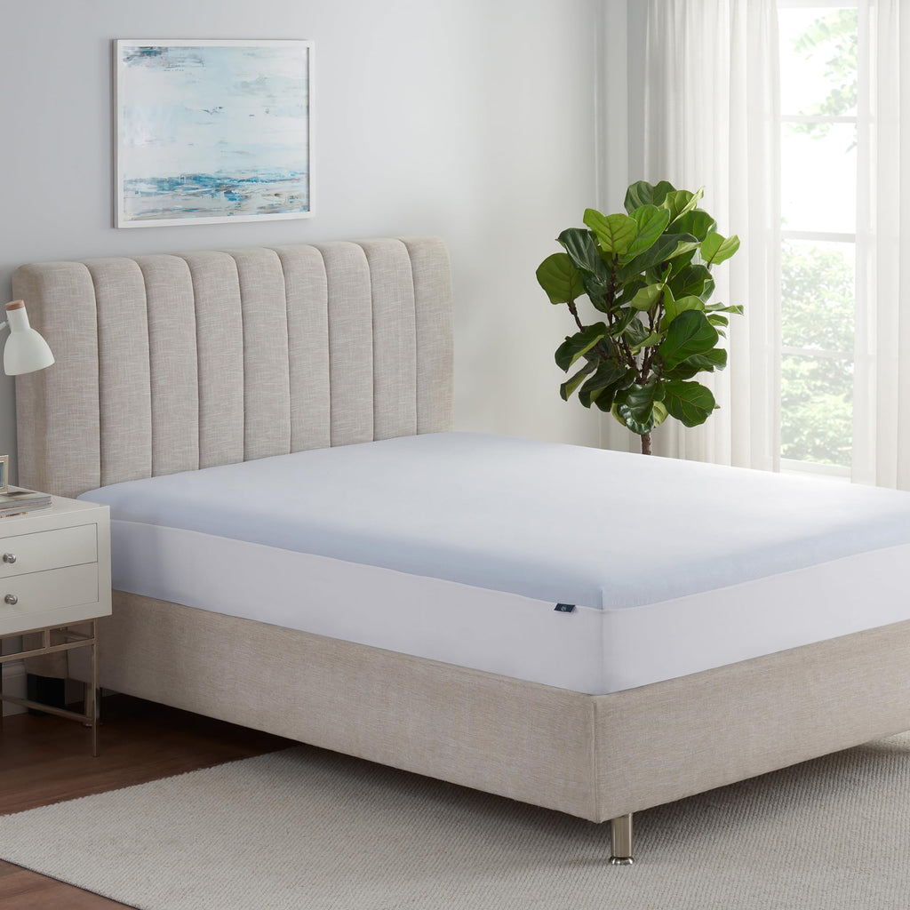 Serta Cool Air Waterproof Mattress Protector, 54" x 75" Soft and Breathable Mesh Cooling Mattress Topper, 18" Elastic Deep Pocket for Secure Fit, Full