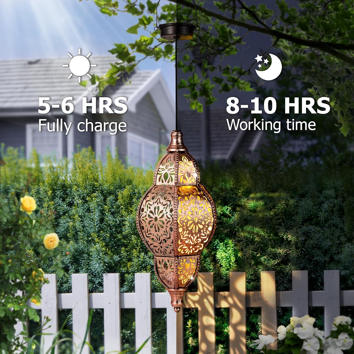 Skiennix Solar Lanterns - Waterproof Hanging Garden Lights | Unique Moroccan Decor for Outdoor Spaces