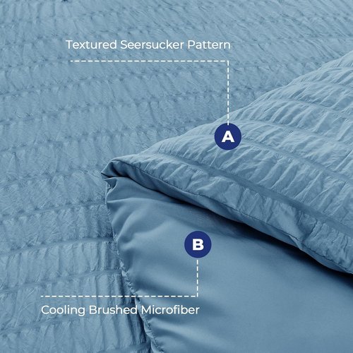 HYMOKEGE Mineral Blue Comforter Set - Luxury 7-Piece Bedding Set for All Seasons | Full Size