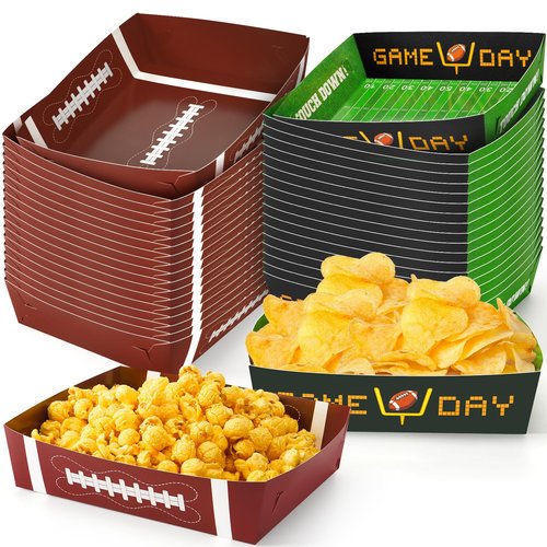 36Pack Football Party Decorations Large Football Food Plates Football Paper Snack Tray Disposable Bowls Football Theme Party Favors for Gameday Carnivals Sport Game Events Birthday Party Supplies