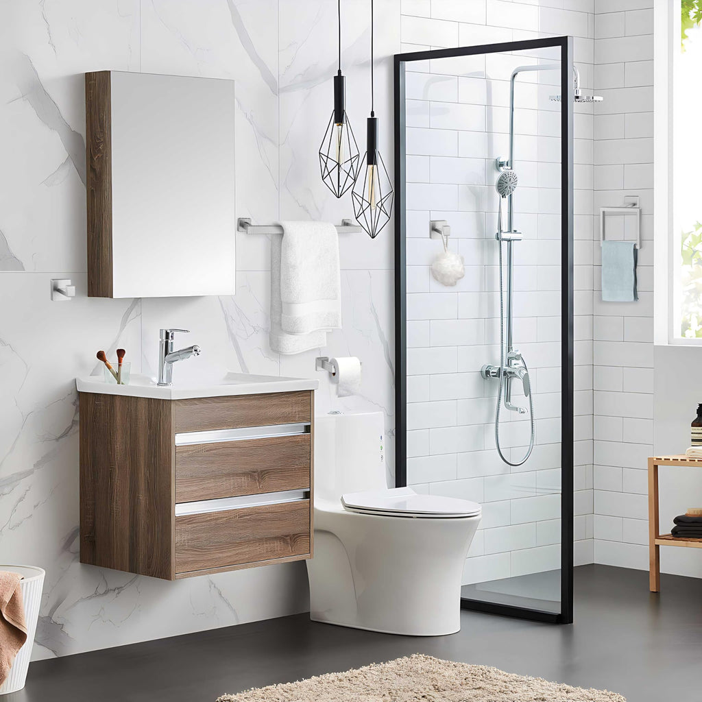 Herogo Bathroom Accessories Set, 23.5 Inch 5 Pieces Brushed Nickel Bathroom Hardware Set, Bath Towel Racks Bars with Toilet Paper Holder, Hand Towel Holder Ring & Hooks, Wall Mount