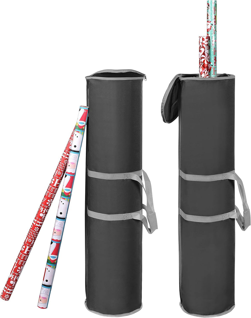 ProPik Wrapping Paper Storage Bag - Heavy Duty Gift Wrap Organizer | 2 Pack Holds 48 Rolls Up to 40" | Durable 600D Oxford Material (Black)