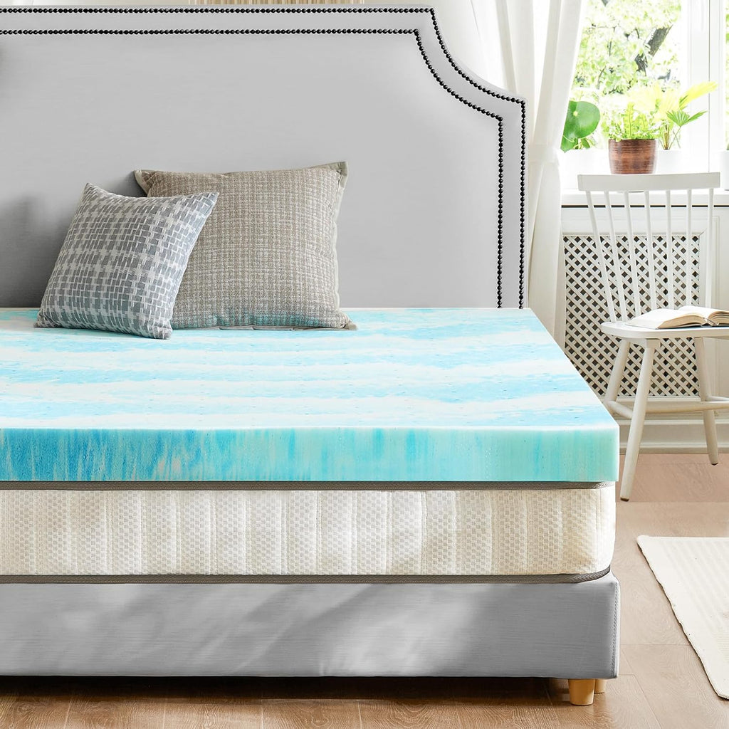 Skiennix Full Size Mattress Topper - 2 Inch Cooling Gel Memory Foam for Back Pain Relief, CertiPUR-US Certified