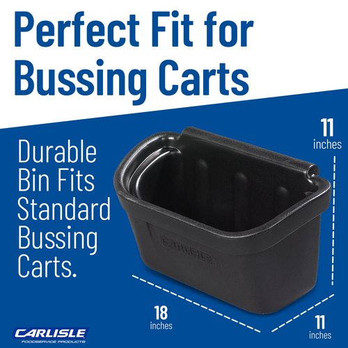 Carlisle FoodService Products CC11SH03 Polycarbonate Silverware Bin for Bussing Cart, 11" Length x 18" Width x 11" Height, Black