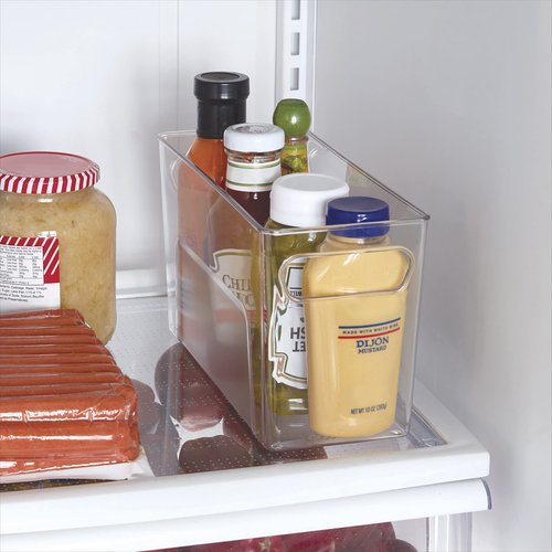 Copco Narrow Clear Bin, 10.5 x 4.5 x 6-Inch, for Kitchen, Fridge, Pantry, Laundry, and More