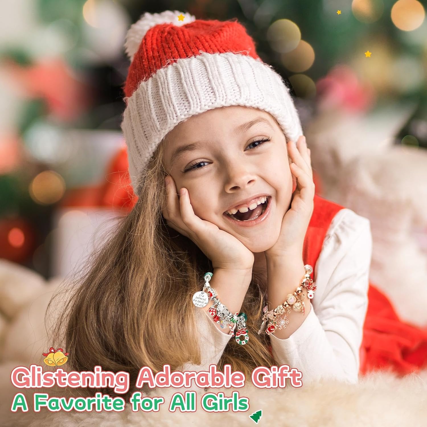 Skiennix Advent Calendar 2025 - Girls' DIY Charm Bracelet Jewelry | 24-Day Pink Xmas Countdown Gift