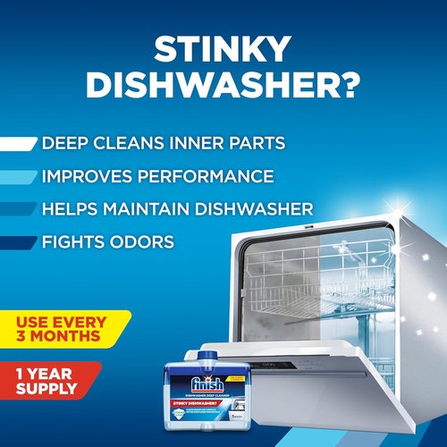 Finish Dishwasher Cleaner Liquid - Deep Cleans Grease & Limescale | Odor Fighter, 8.45oz (4 Bottles)