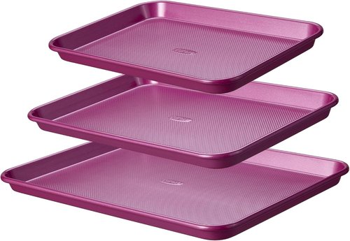 CAROTE 3-Piece Baking Pan Set - Versatile Bakeware Set with 13", 15", & 17" Cookie Sheets in Royal Violet