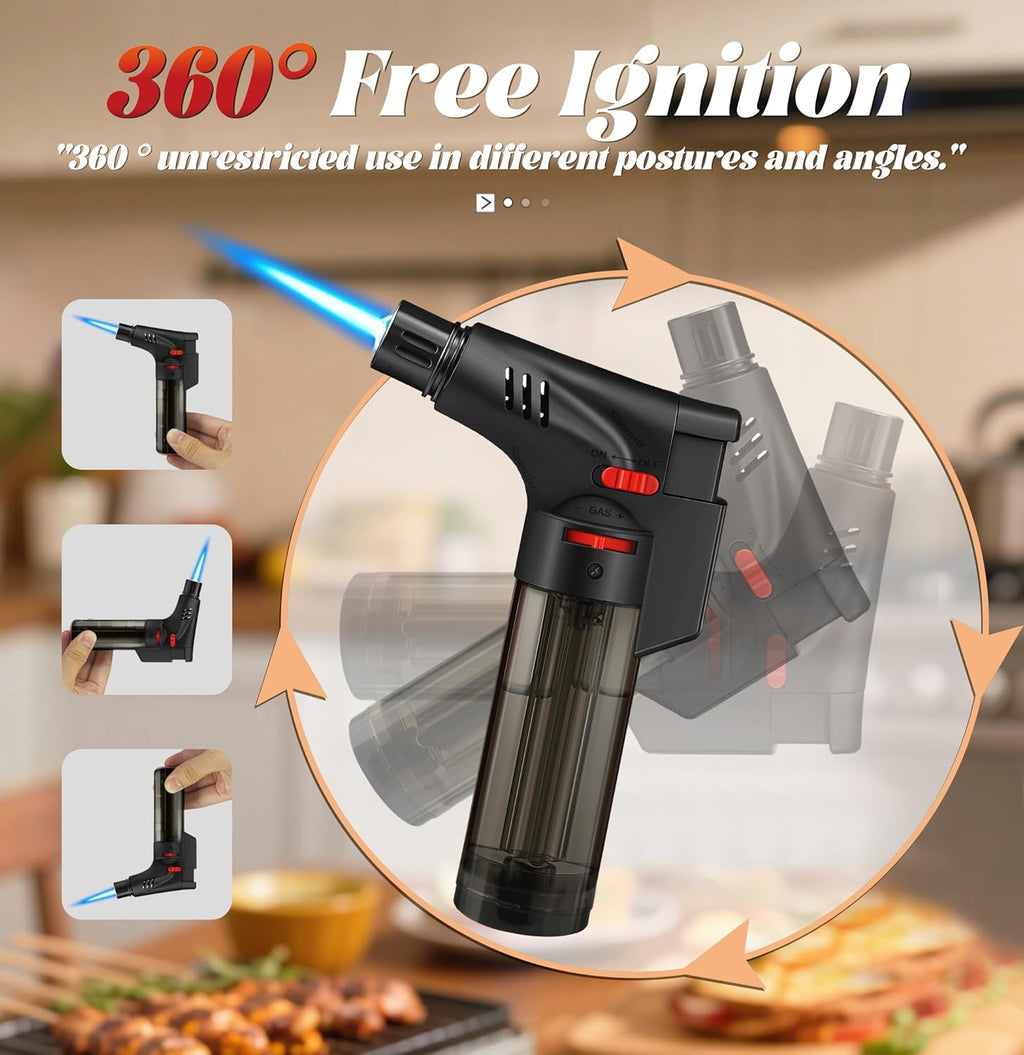 Samniu Jet Flame Torch Lighters - Mini Refillable Windproof Butane Lighters | 4 Pack for Candles, Grills, Fireplaces