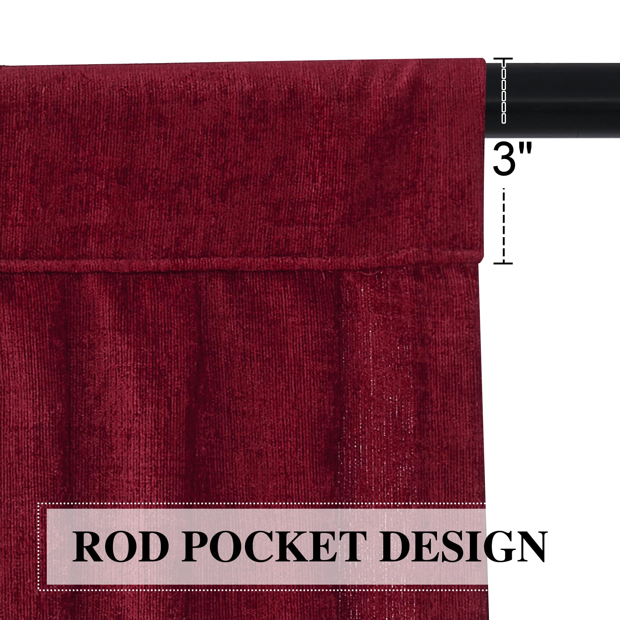 NICETOWN Blackout Kitchen Tier Curtains - Rod Pocket Waterfalll Valance/Swags for Basement Thermal Insulated Luxury Thick Chenille Curtain Valances for Bedroom (1 Panel, 39 Inches Wide, Red)