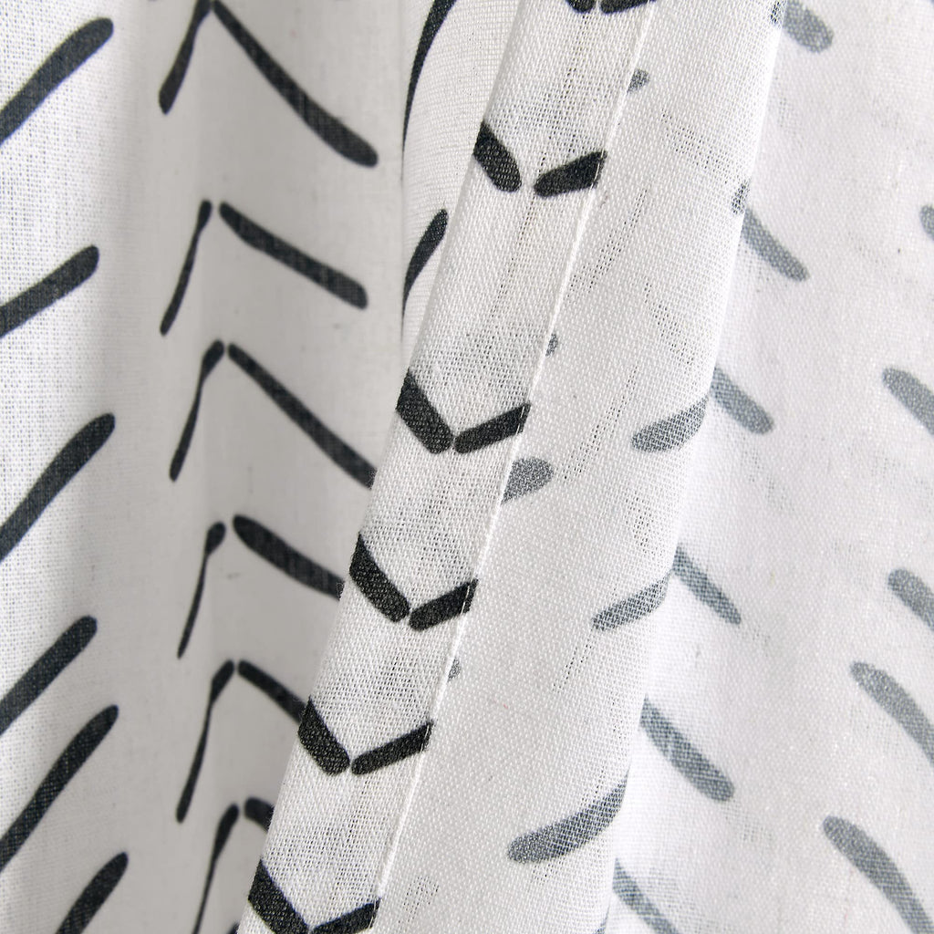 Lush Decor Hygge Modern Arrow Linen Look Shower Curtain, 72" X 72", Black & White