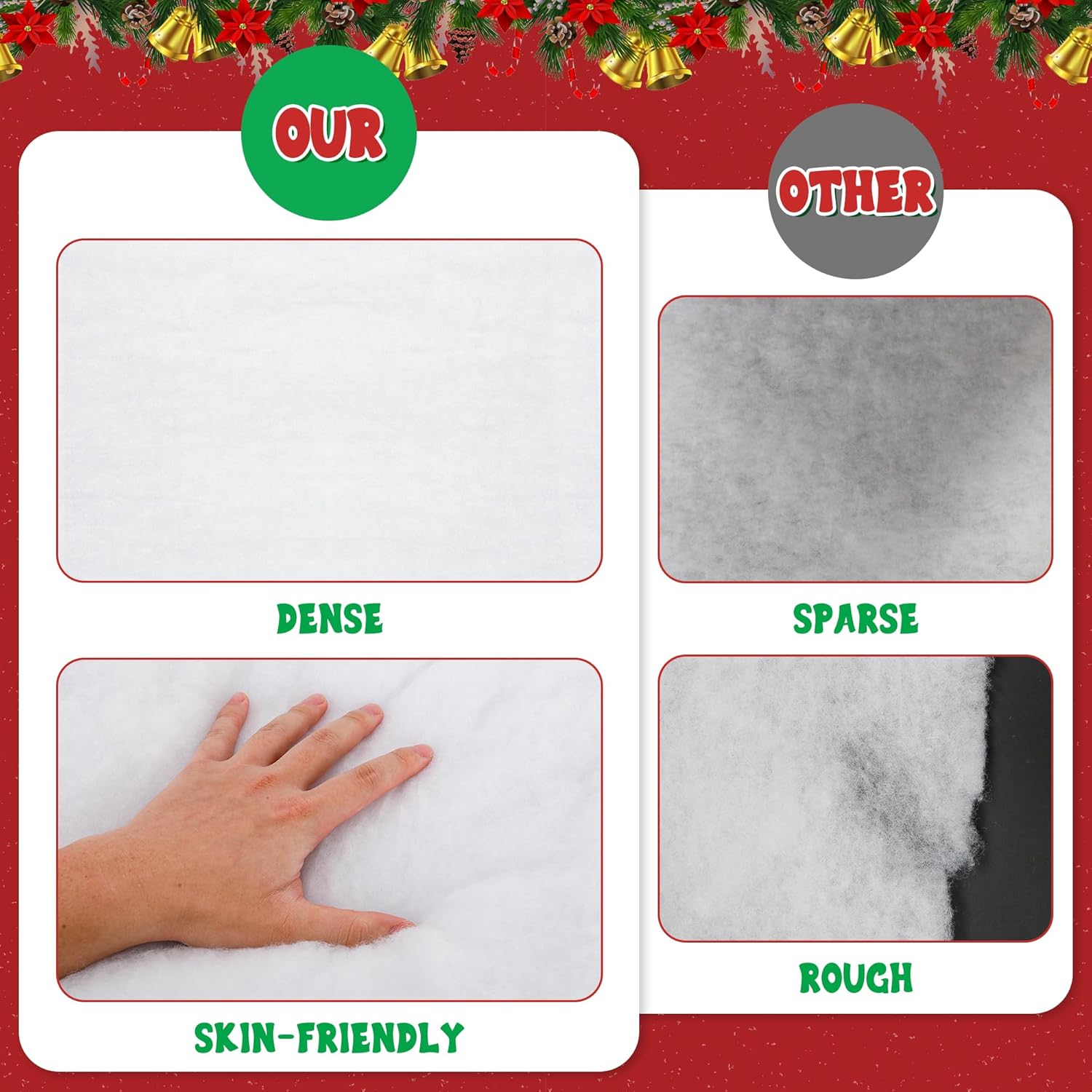 QZYL Christmas Snow Blanket Roll - 3x8FT White Decor for Holiday Decorations & Winter Themes