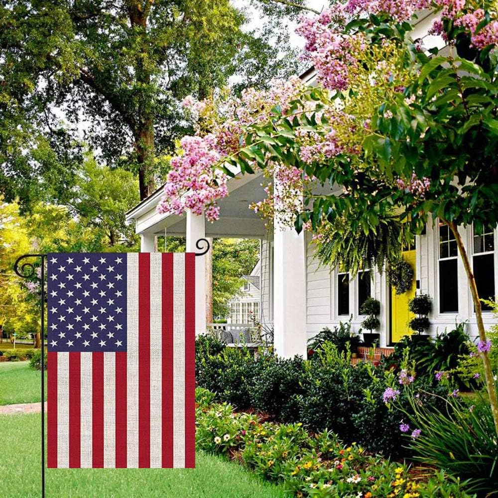 American Garden Flag - USA Independence Day Burlap Decoration | Double-Sided 12.5 x 18 Inch