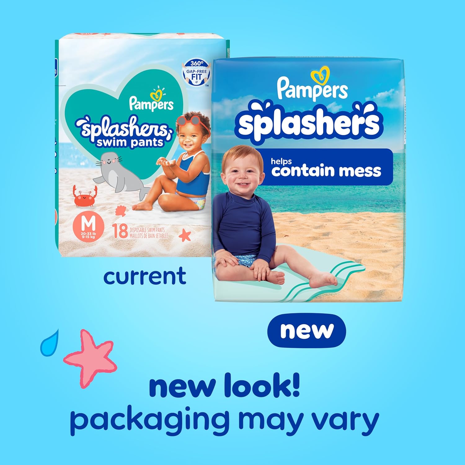 Pampers Swim Diapers - Splashers Size 4 | 18 Count Gap-Free Disposable Baby Swim Pants