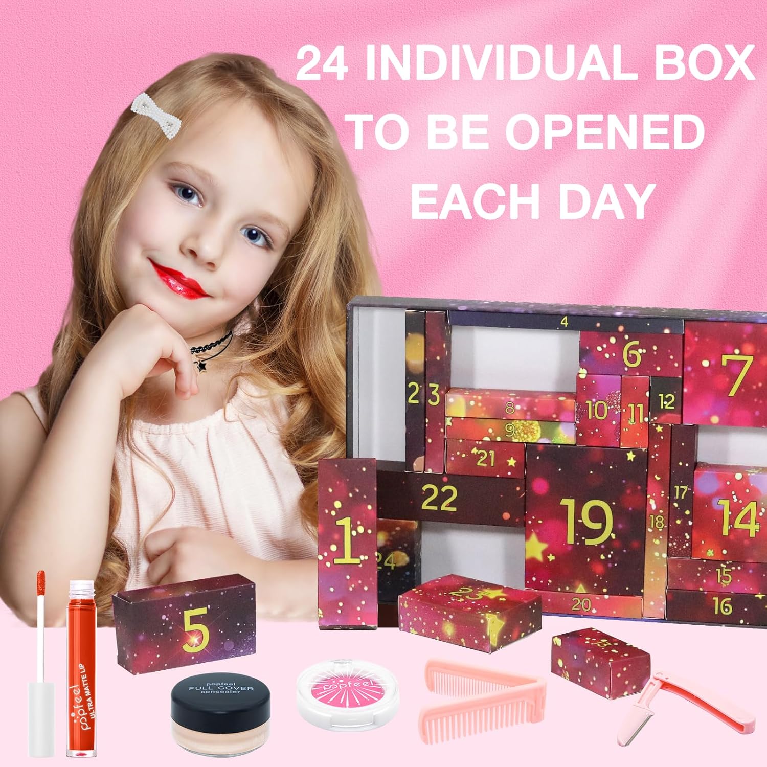 Skiennix Makeup Advent Calendar 2025 - 24 Gift Boxes for Teens & Women | Christmas Countdown Set