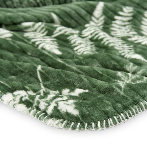 Northwest Ashford Home Cozy Silk Touch Ribbed Throw Blanket with Sherpa Lynwood Botanical 50 x 60 inches