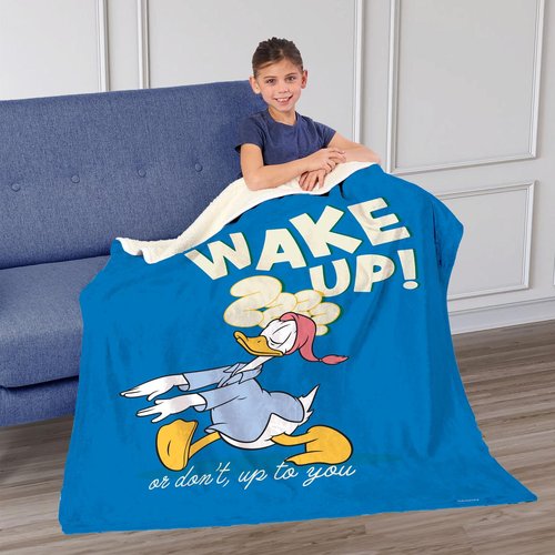 Northwest Donald Duck/Daisy Duck Silk Touch Sherpa Throw Blanket, 50" x 60", Wake Up