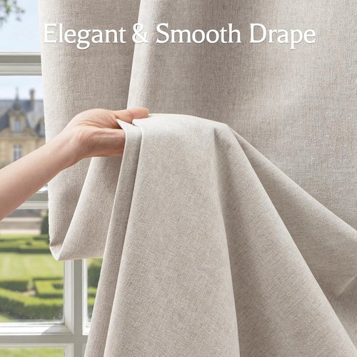 Chenille Blackout Curtains by [Brand Name] - Luxury Thermal Insulated Drapes | 84 Inch Long, Beige, 2 Panels