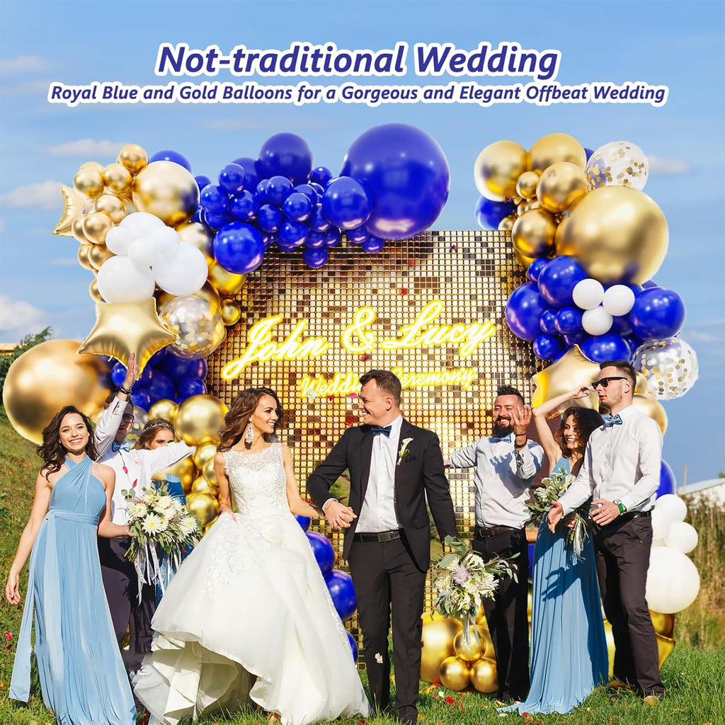 Royal Blue and Gold Balloon Arch Garland Kit by 187PCS - Perfect for Baby Showers, Weddings & Parties | 5-18 Inch Balloons