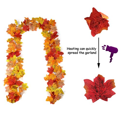 SITUMEIZI 2 Pack Fall Garland 13Ft Fall Leaf Garland for Thanksgiving Fireplace Party Decor Autumn Leaves Garlands for Autumn Decorations