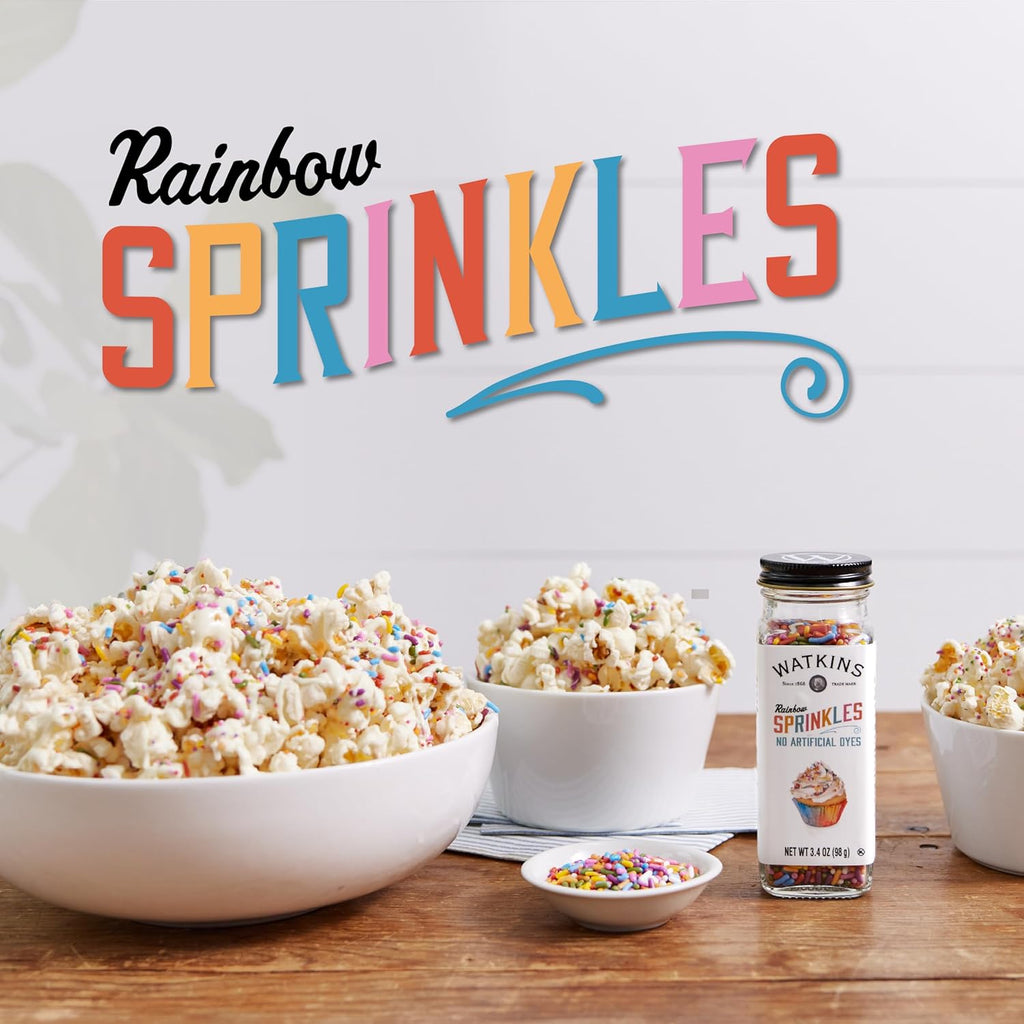 Watkins Rainbow Decorating Sprinkles - No Artificial Dyes, Kosher, 3.4 Ounce Jar | 1-Pack