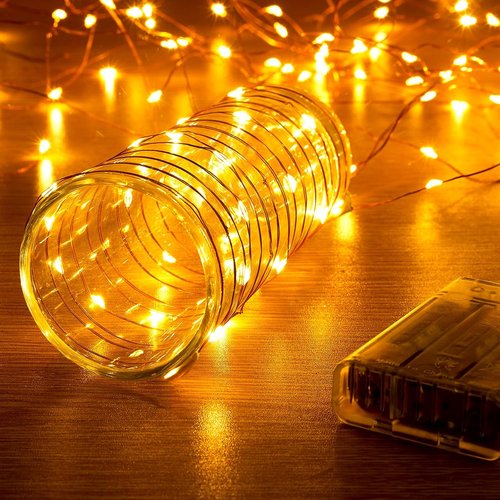 Ariceleo Battery Operated String Lights - 16.4ft Warm White Fairy Lights with Timer & Twinkle Mode | 50 LEDs for Christmas & Parties