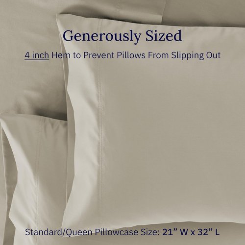 California Design Den 600 Thread Count Cotton Pillow Cases - Luxuriously Soft & Cool | Set of 2, Queen Size (Taupe)