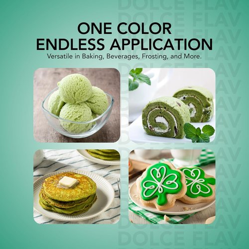 Dolce Flav Natural Green Food Coloring - Vibrant Plant-Based 2 oz Liquid Dye for Baking & Drinks | No Artificial Dyes, Kosher, Made in USA