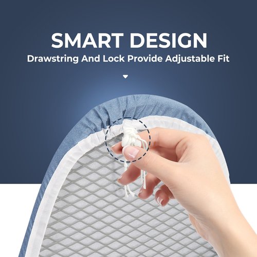 EASI Ironing Board Full Size 48" x 15" with Iron Rest, 7 Height Options 26" to 36", Foldable Iron Board with Removable Covers, Thick Padding and Heavy-Duty Steel Legs, Blue