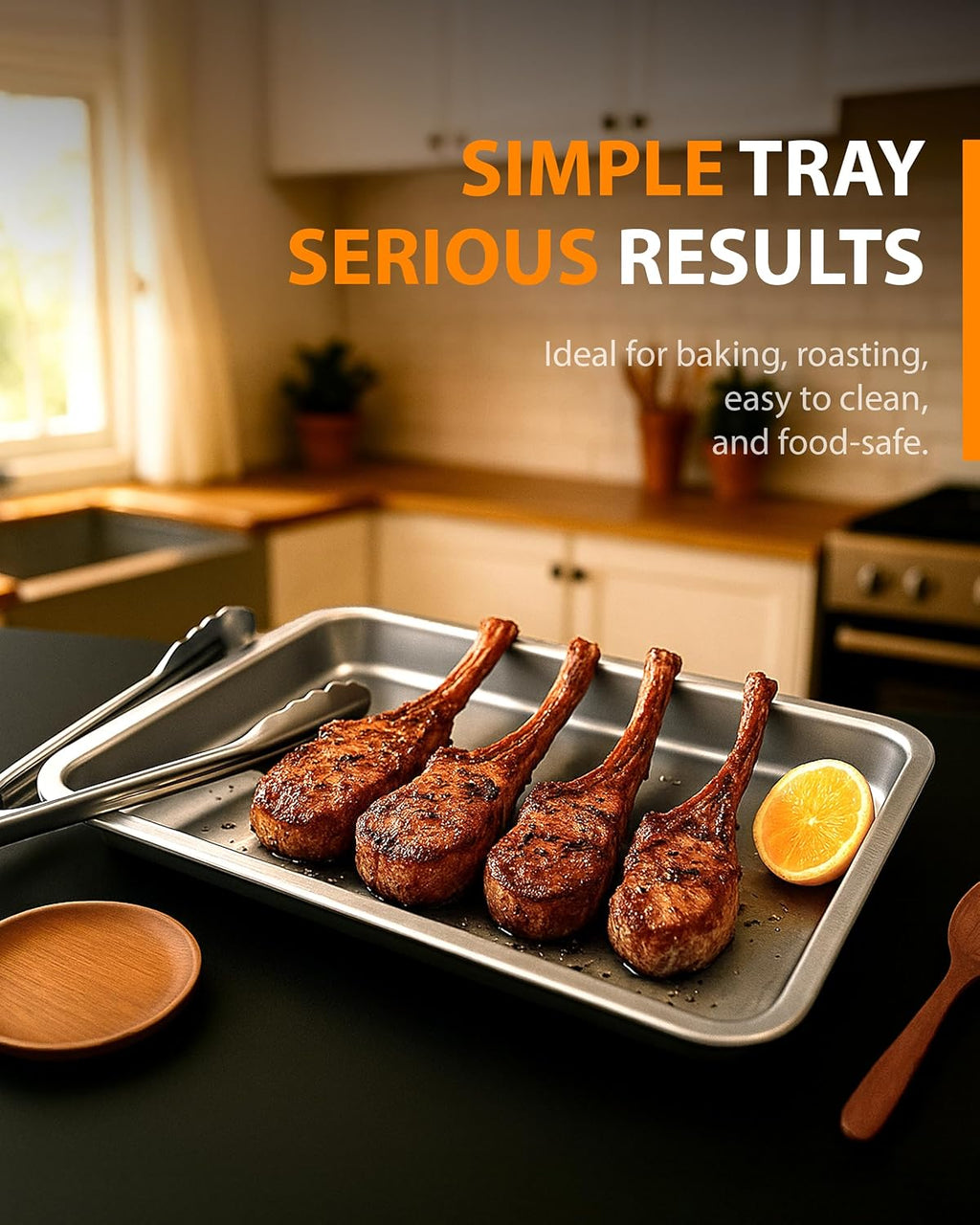 Stainless Steel 3-Piece Baking Pan Set by [Brand Name] - Oven Safe, Corrosion-Resistant, Easy to Clean | 16-Inch, 12-Inch, 9-Inch Sizes