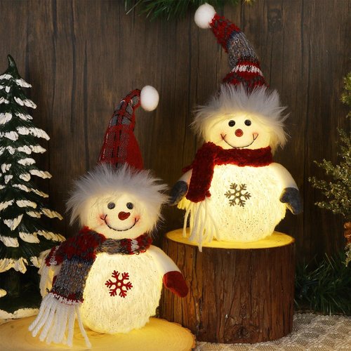 Juegoal Lighted Snowman Figurines - 10 Inch Christmas Table Decorations | Battery Operated Holiday Ornaments