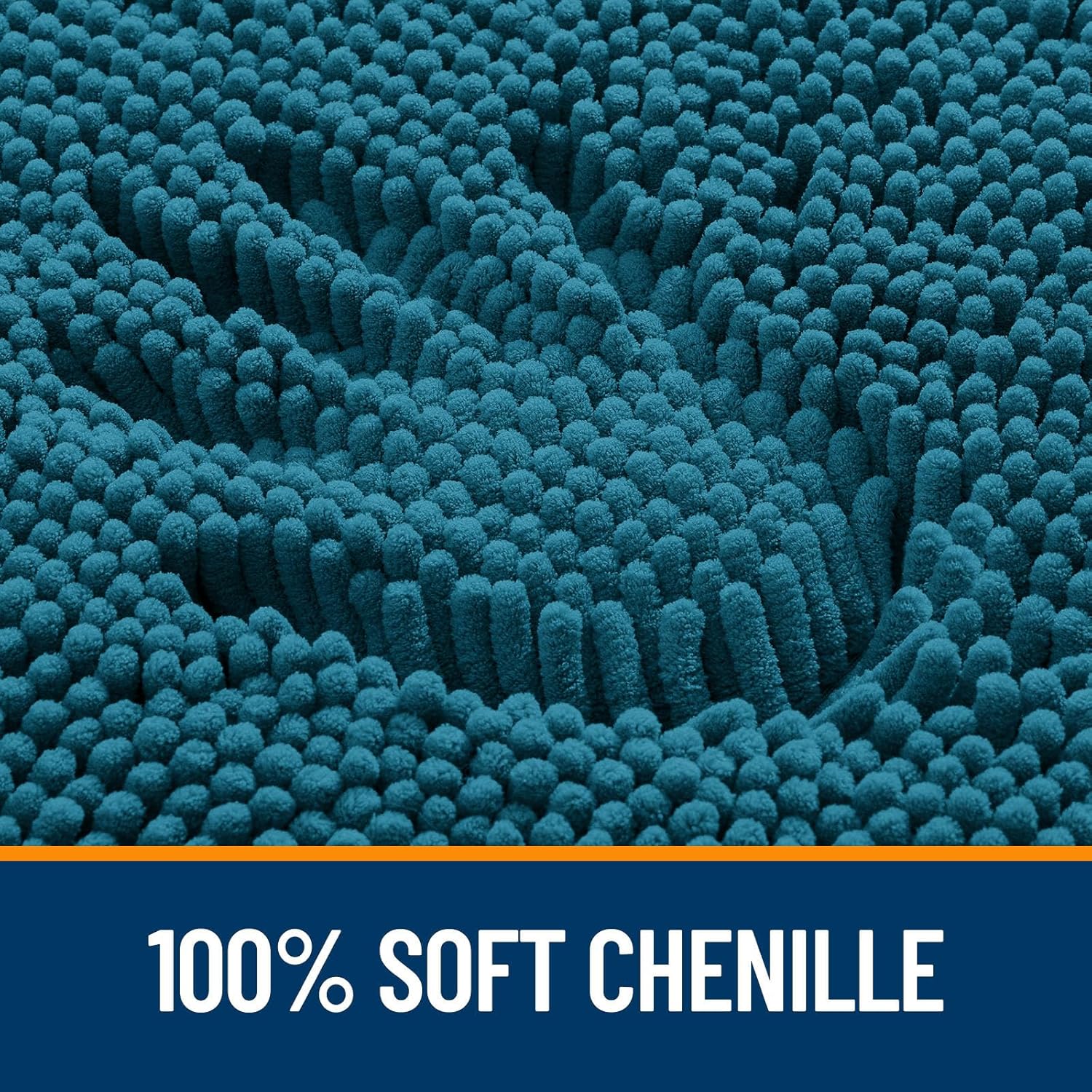 OLANLY Bathroom Runner Rugs - Soft Absorbent Chenille Mats with Rubber Backing | 70x24 in Peacock Blue