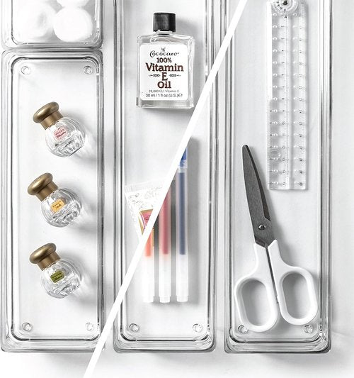 Bino Drawer Bin Set - 4-Piece Modular Bathroom & Desk Organizer Bins - Large Size