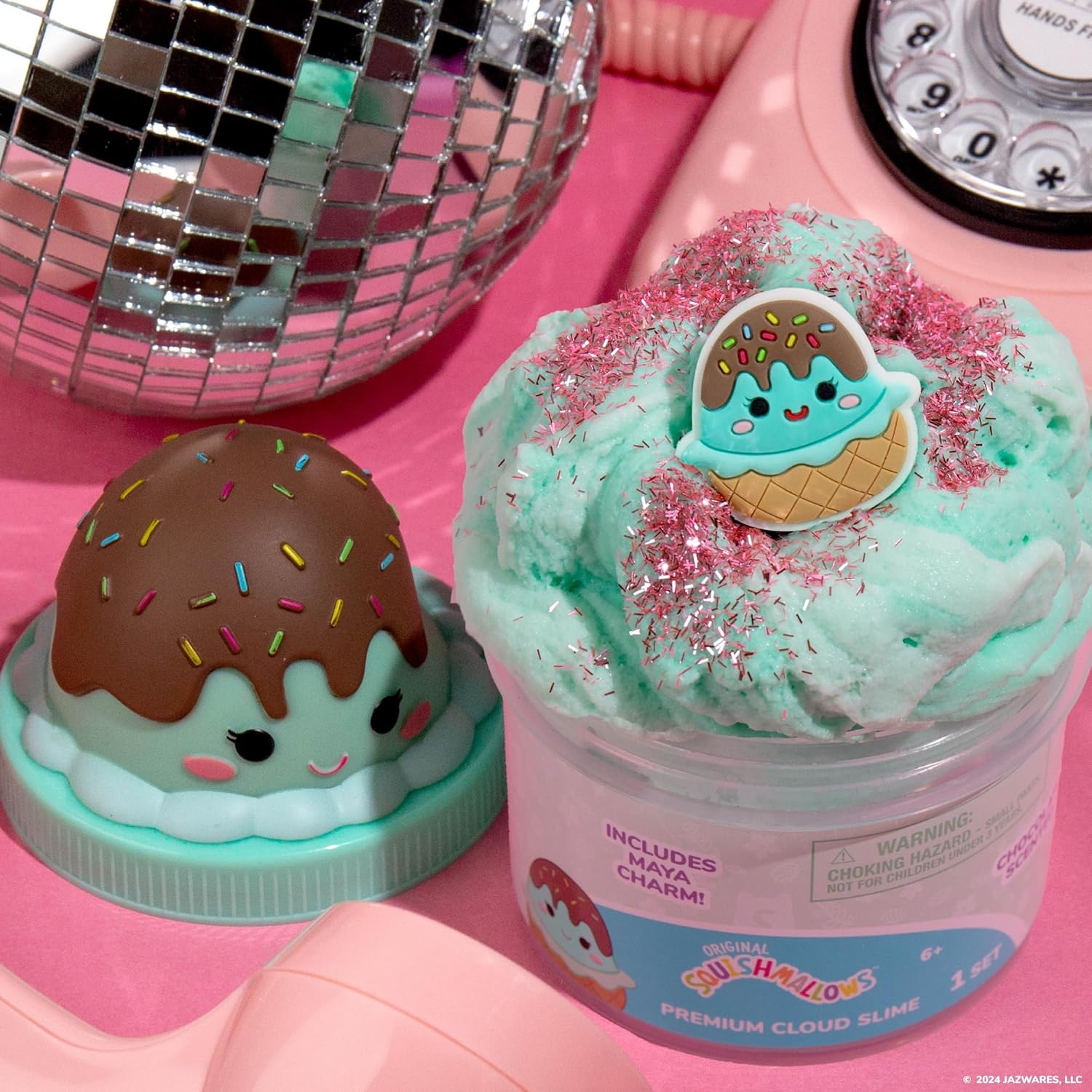 Squishmallows Maya The Ice Cream Cloud Slime - Chocolate-Scented 8 oz. Storage Container With Figurine Topper