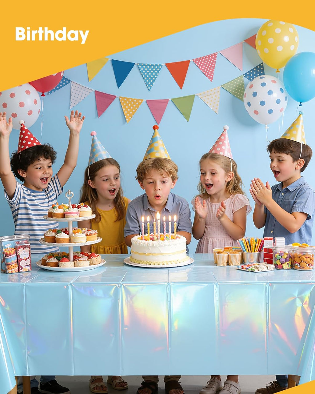 Niuara Iridescent Blue Tablecloths - 4 Pack Disposable 54" x 108" for 6FT Tables | Perfect for Parties & Gatherings