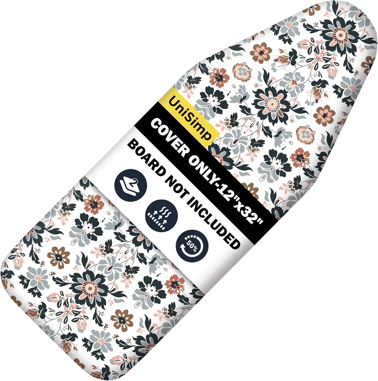UniSimp Ironing Board Cover - Heat Resistant Cotton Canvas with Padding | 12"x32" Floral Design