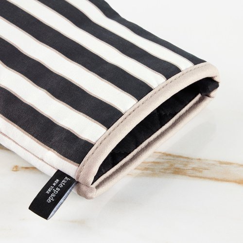 kate spade new york Botanical Stripe Mini Oven Mitt 2-Pack Set, 5.5" x 8", Black/Beige