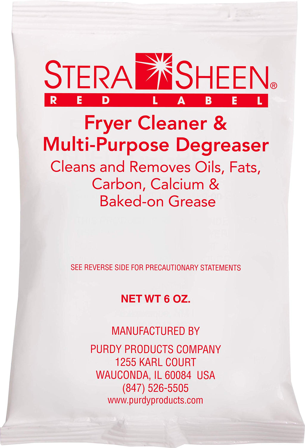 Stera Sheen Fryer Cleaner, 24 x 6 oz. Pkts, Stera Red Label Food Grade Fryer Cleaning Powder, Fryer Boil Out, Easy Use Portion Packets
