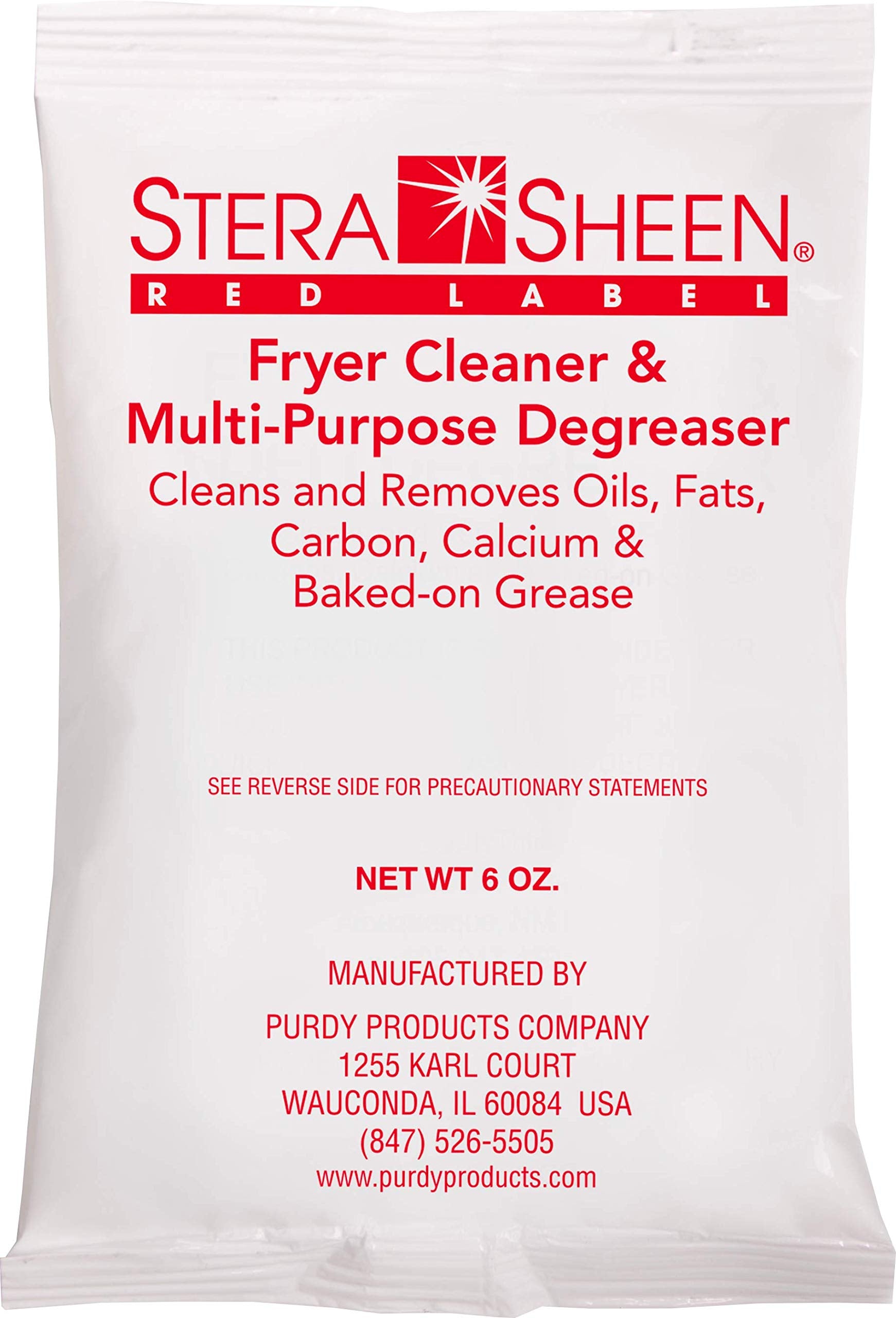 Stera Sheen Fryer Cleaner, 24 x 6 oz. Pkts, Stera Red Label Food Grade Fryer Cleaning Powder, Fryer Boil Out, Easy Use Portion Packets