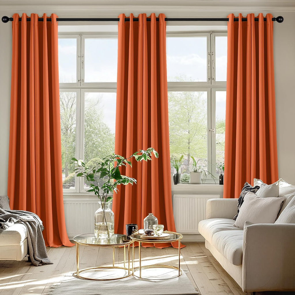 MIULEE Blackout Curtains - Thermal Insulated Room Darkening Drapes | 96-Inch Long, Orange, 2 Panels